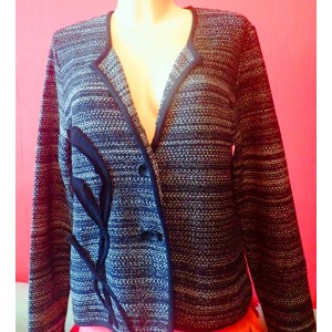 Pletené sako - kabátik Koko, hnedočierny melír